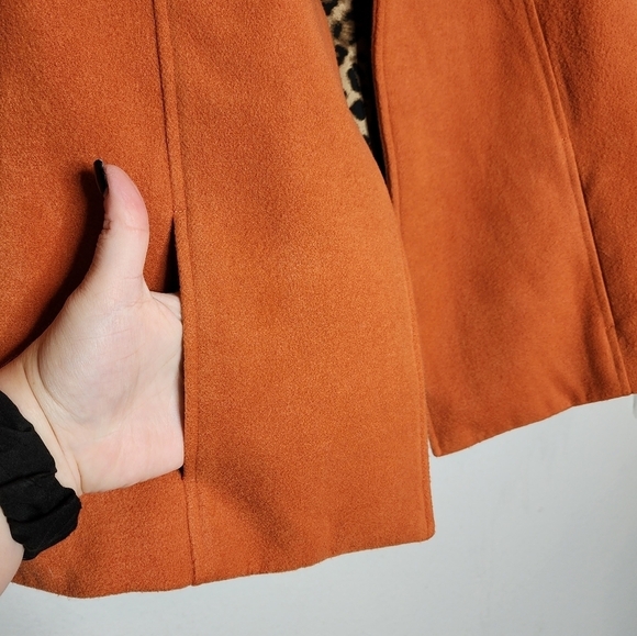 Chico's russet orange swing jacket smooth plush 3/4 sleeve. - Picture 11 of 17